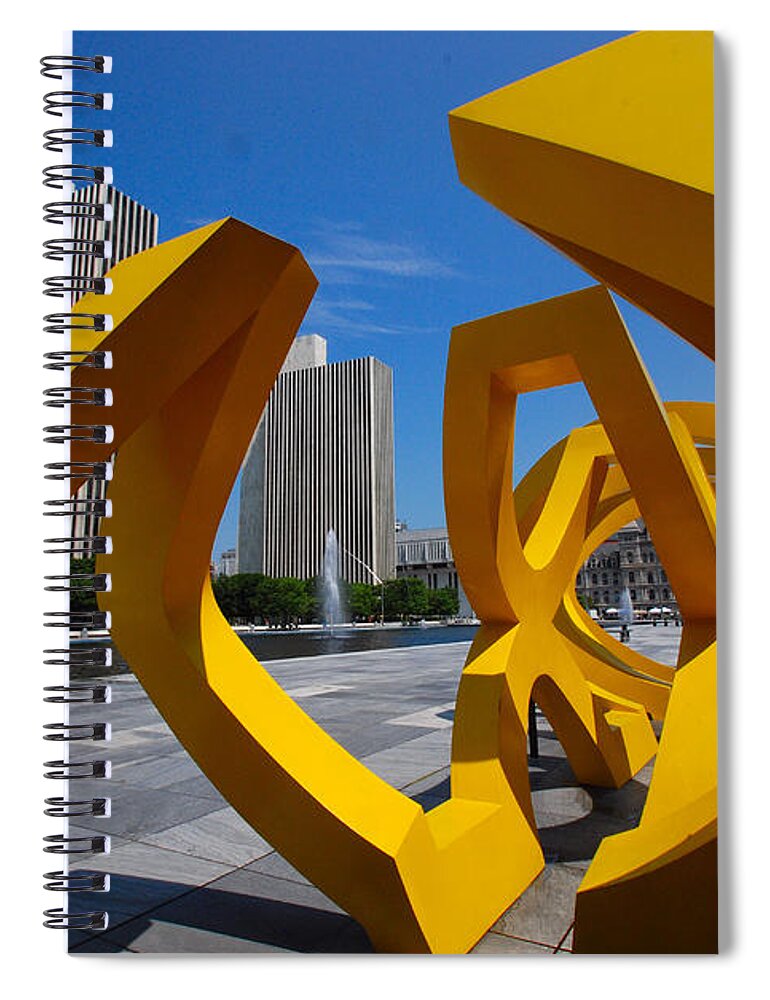 Cityscape Spiral Notebook featuring the photograph TRIO on the Plaza by John Schneider