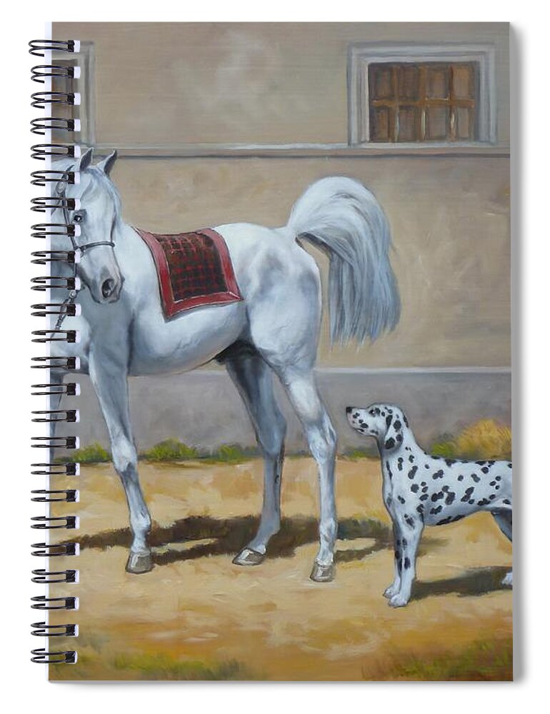 Horse Spiral Notebook featuring the painting Two buddies by Irek Szelag
