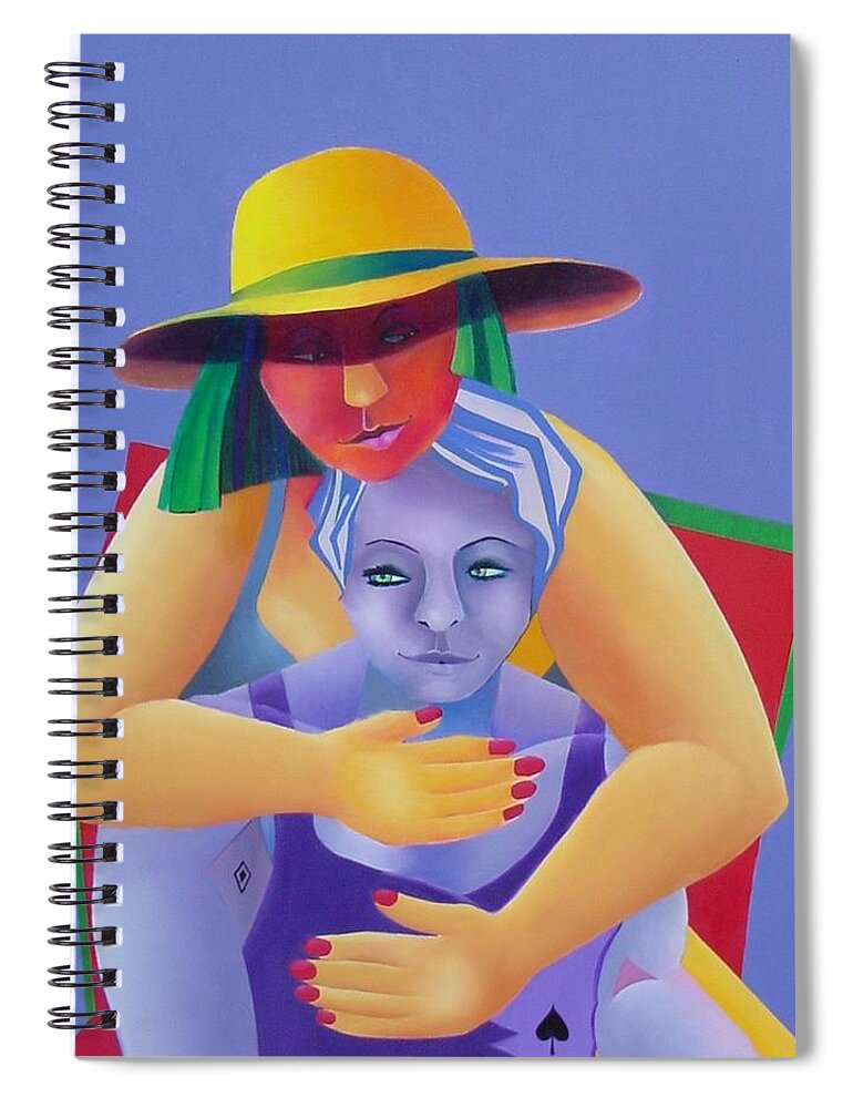 Figurative Spiral Notebook featuring the painting Two in a Chair by Karin Eisermann