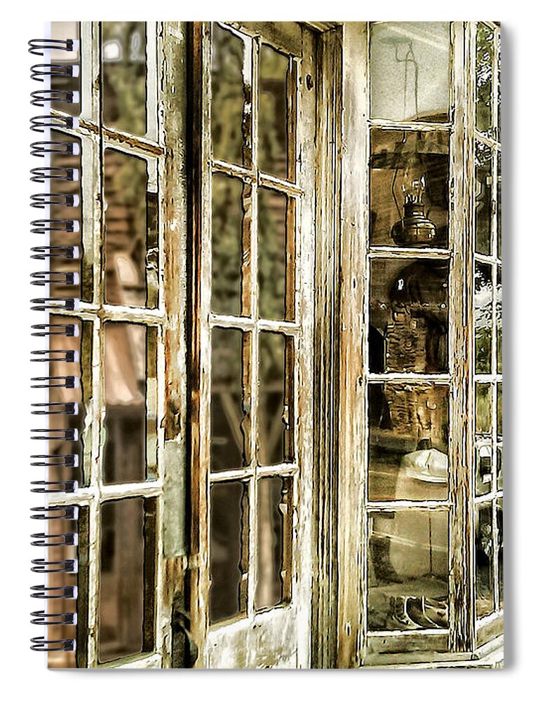 Ghost Town Spiral Notebook featuring the photograph VC Window Reflection by Susan Kinney
