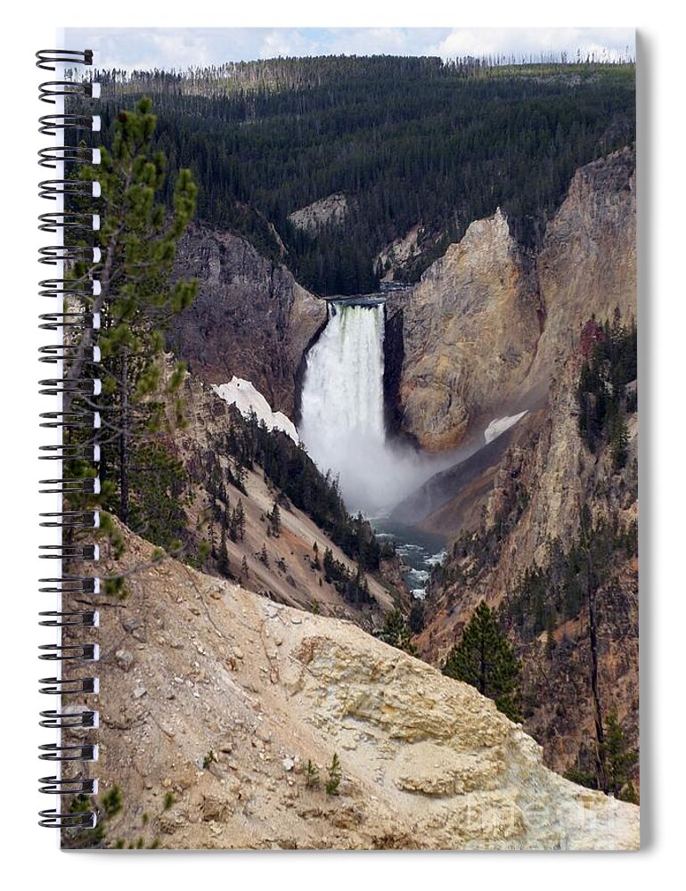 Lower Falls Spiral Notebook featuring the photograph Vertical Lower Falls Of Yellowstone by Living Color Photography Lorraine Lynch