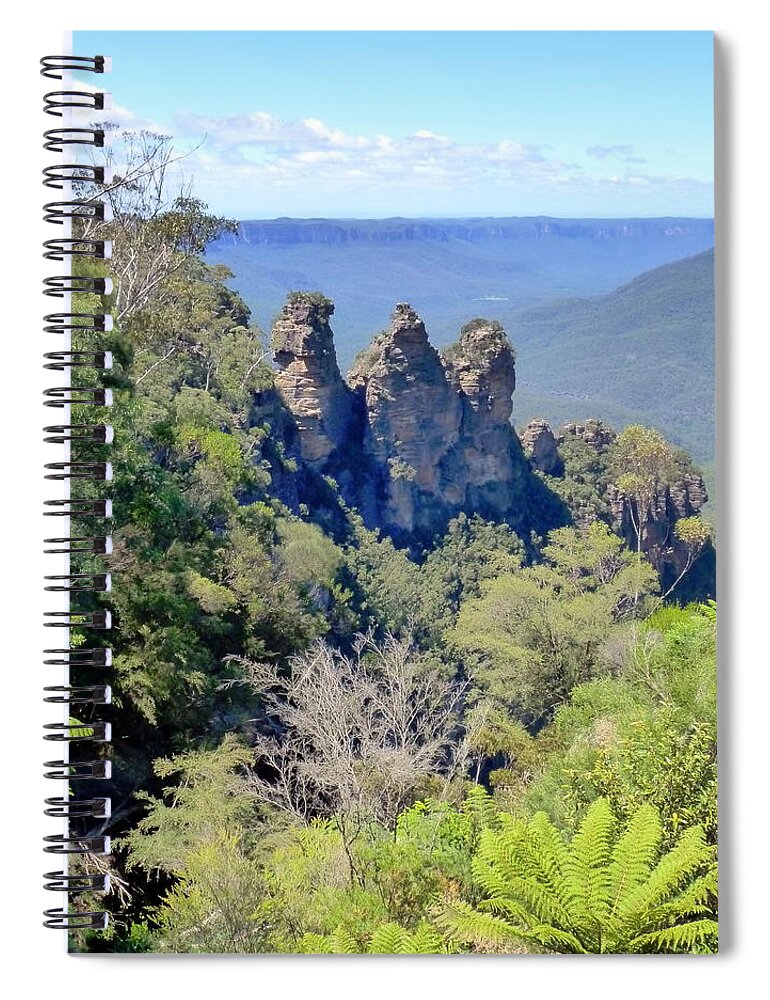 Mountains Spiral Notebook featuring the photograph View of the Three Sisters by Carla Parris