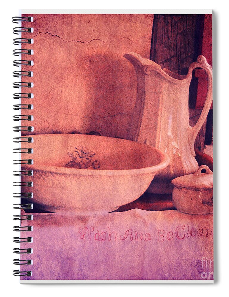 Basin Spiral Notebook featuring the photograph Vintage Pitcher and Wash Basin by Jill Battaglia