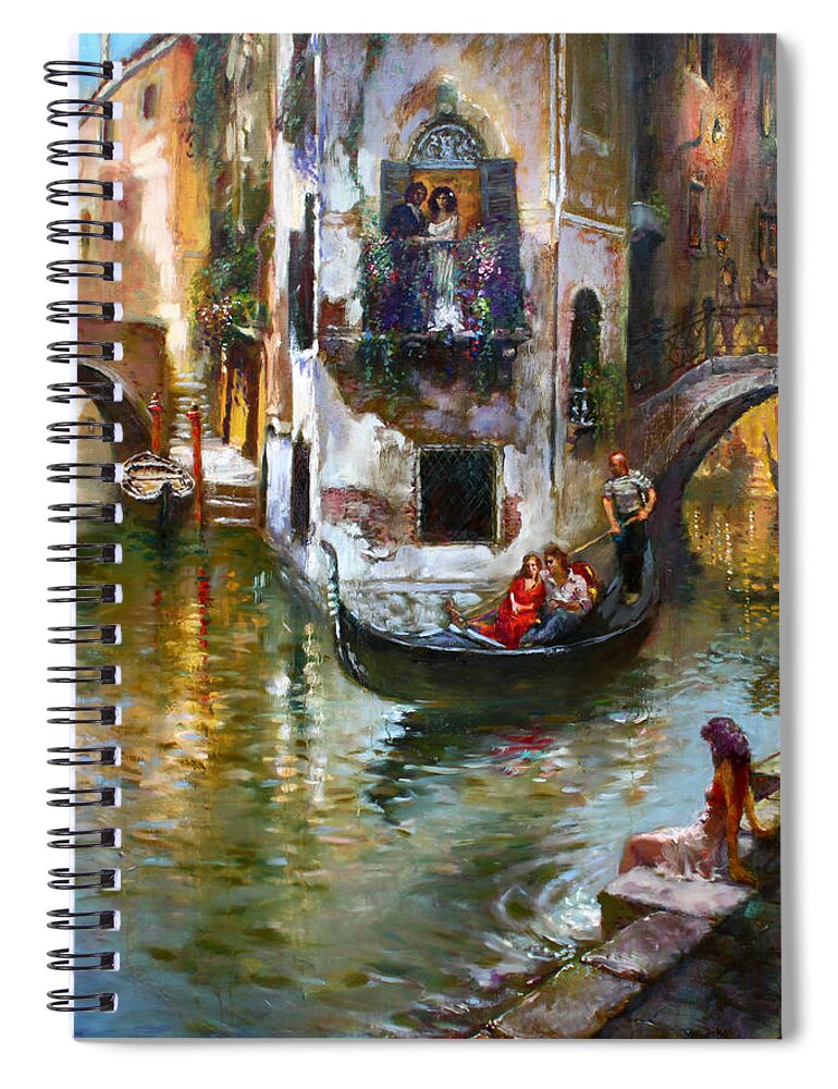 Venice Spiral Notebook featuring the painting Viola in Venice by Ylli Haruni