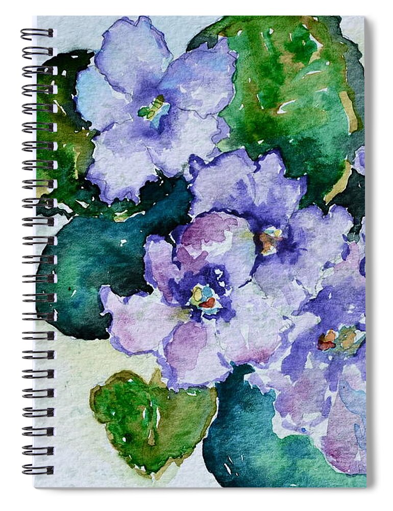 Violets Spiral Notebook featuring the painting Violet Cluster by Beverley Harper Tinsley