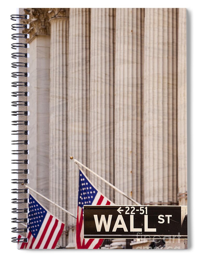 New York Spiral Notebook featuring the photograph Wall Street Columns by Brian Jannsen