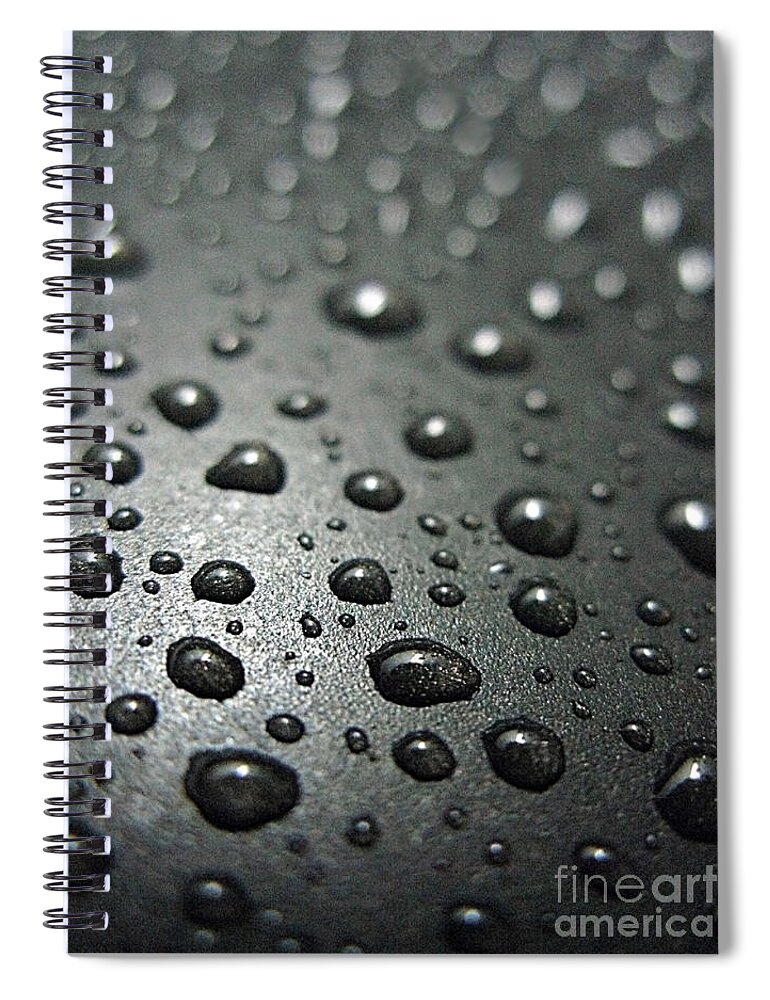 Bubble Spiral Notebook featuring the photograph Water Drops on Metal Pan by Ausra Huntington nee Paulauskaite