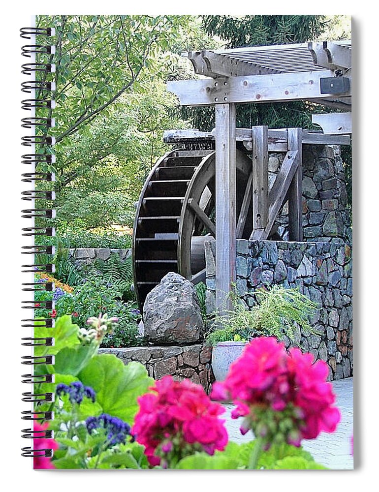 Garden Canvas Prints Spiral Notebook featuring the photograph Water Wheel by Wendy McKennon