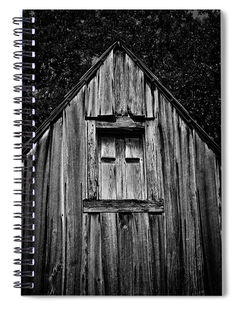 Barn Spiral Notebook featuring the photograph Weathered Structure - BW by Christopher Holmes