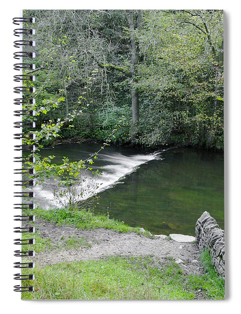 Dovedale Spiral Notebook featuring the photograph Weir Below Lover's Leap - Dovedale by Rod Johnson