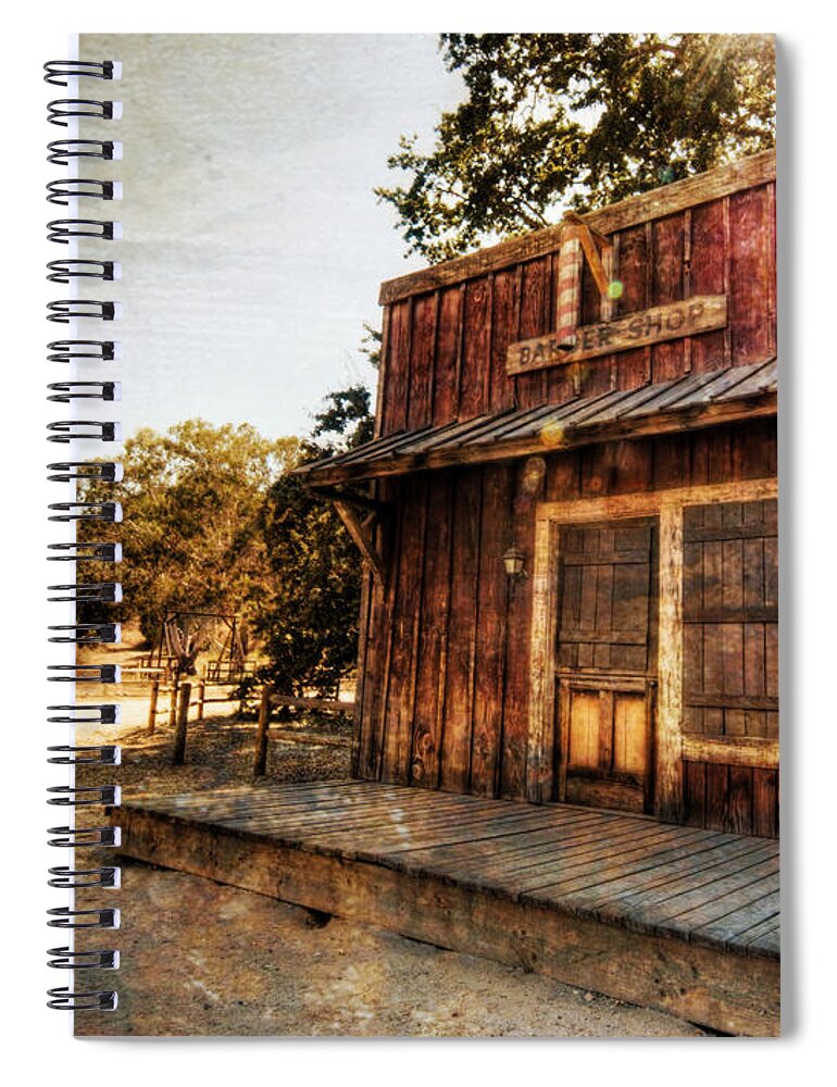 Western Spiral Notebook featuring the photograph Western Barber Shop by Natasha Bishop