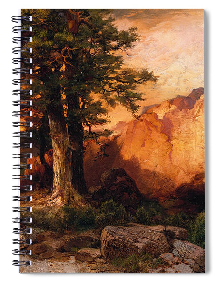 Thomas Moran Spiral Notebook featuring the painting Western Sunset by Thomas Moran
