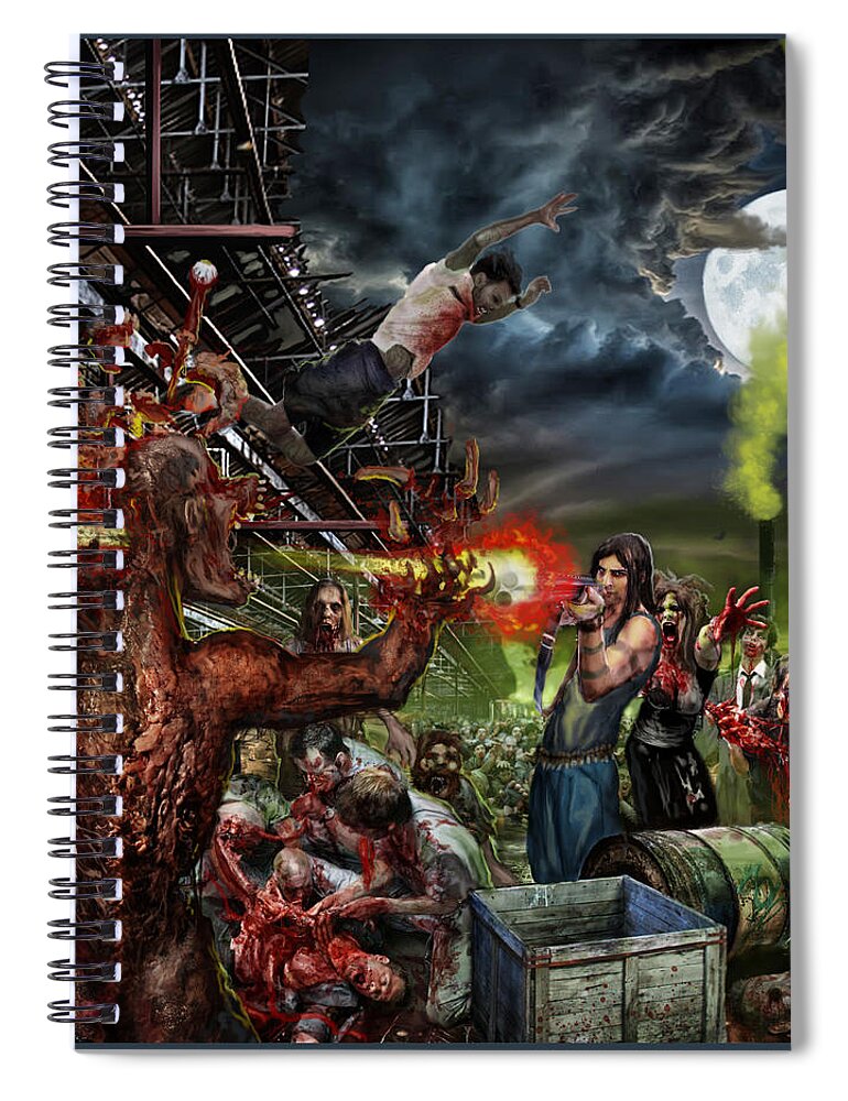 Undead Process Spiral Notebook featuring the mixed media When Food is Gone We Become.. by Tony Koehl