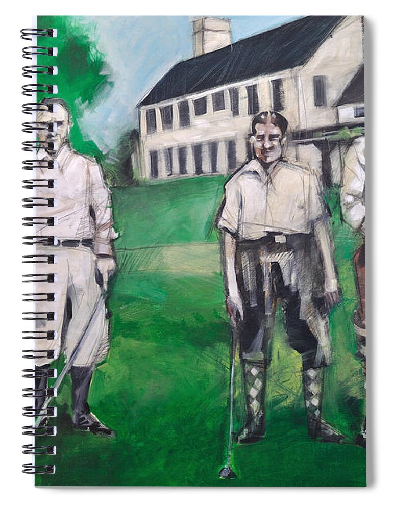 Golf Spiral Notebook featuring the painting Whistling Straits Boys by Tim Nyberg