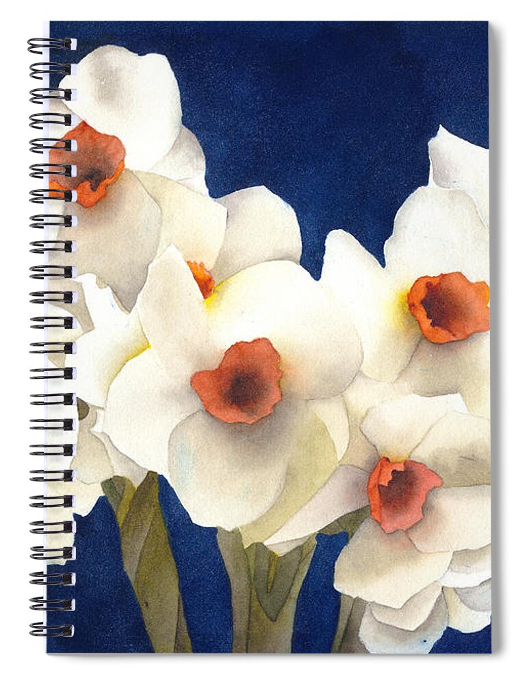 White Spiral Notebook featuring the painting White Bouquet by Ken Powers