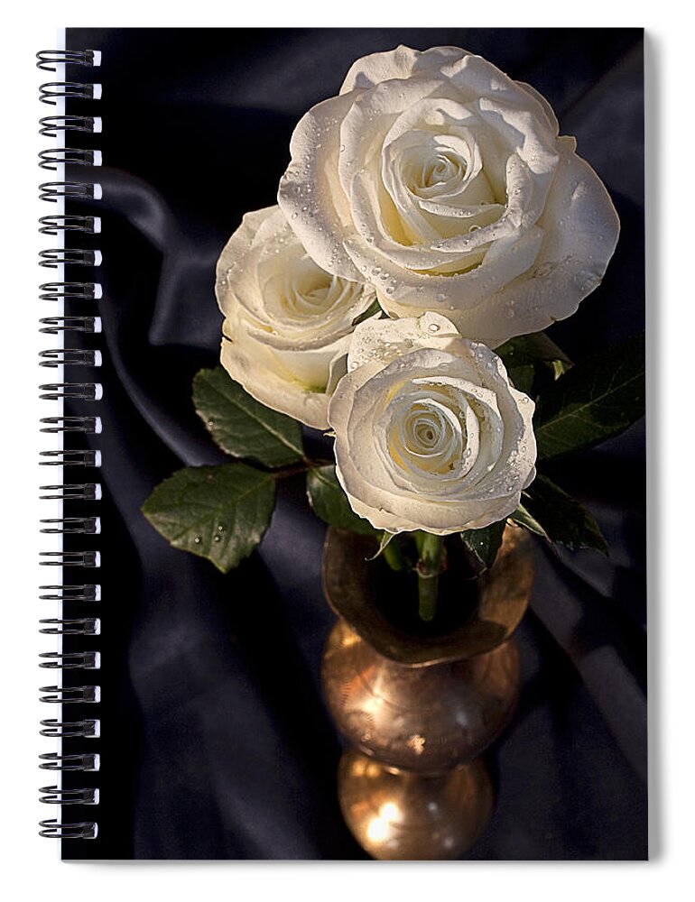 Rose Spiral Notebook featuring the photograph White Roses by Shirley Mitchell