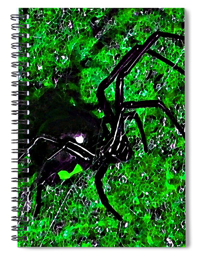 Black Widow Spider Spiral Notebook featuring the photograph Wicked Widow - Green by Al Powell Photography USA