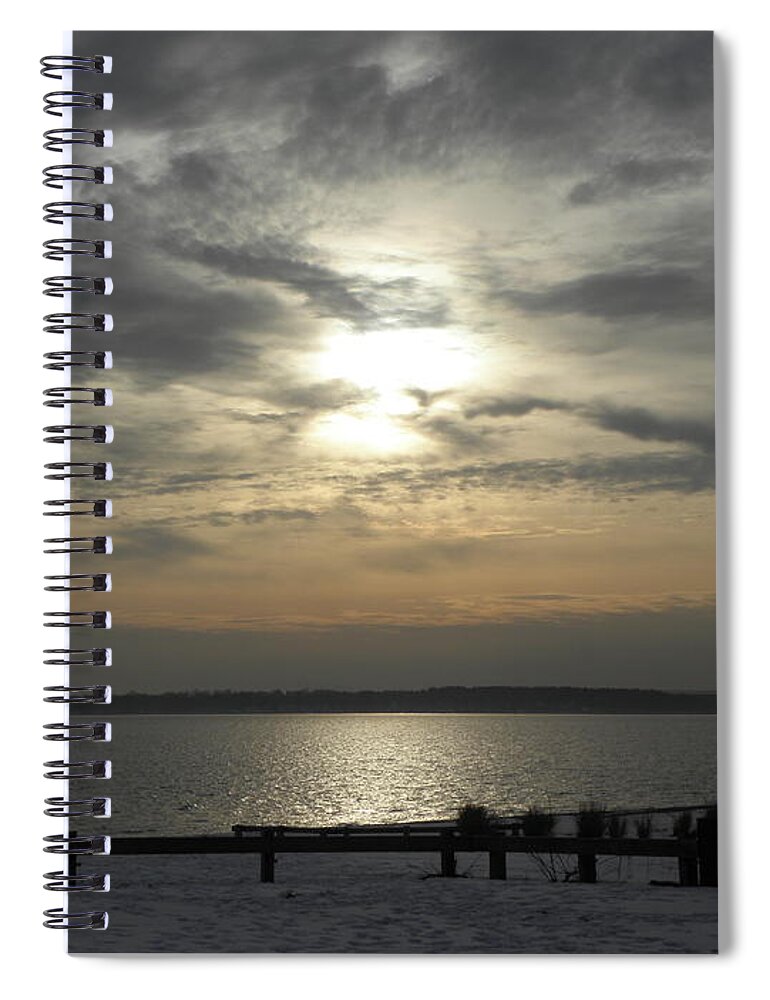 Winter Spiral Notebook featuring the photograph winter sunset in Rhode Island by Kim Galluzzo Wozniak