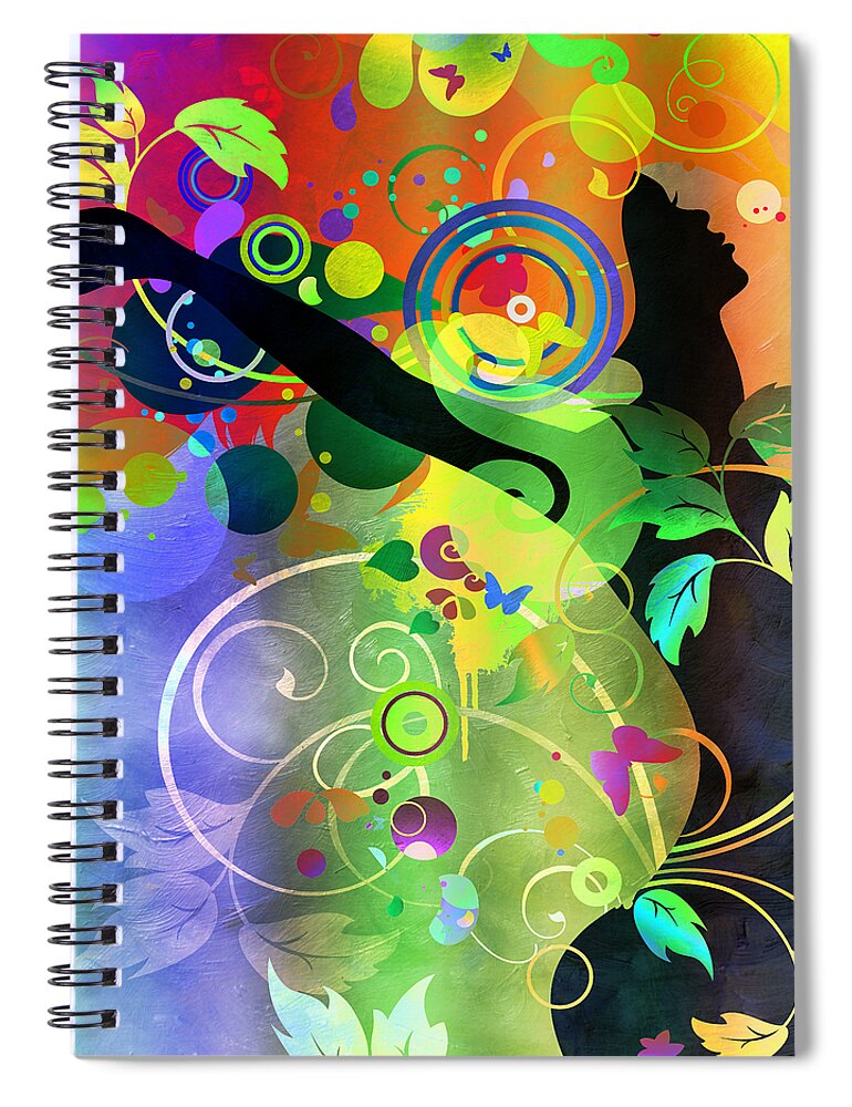 Amaze Spiral Notebook featuring the mixed media Wondrous 2 by Angelina Tamez