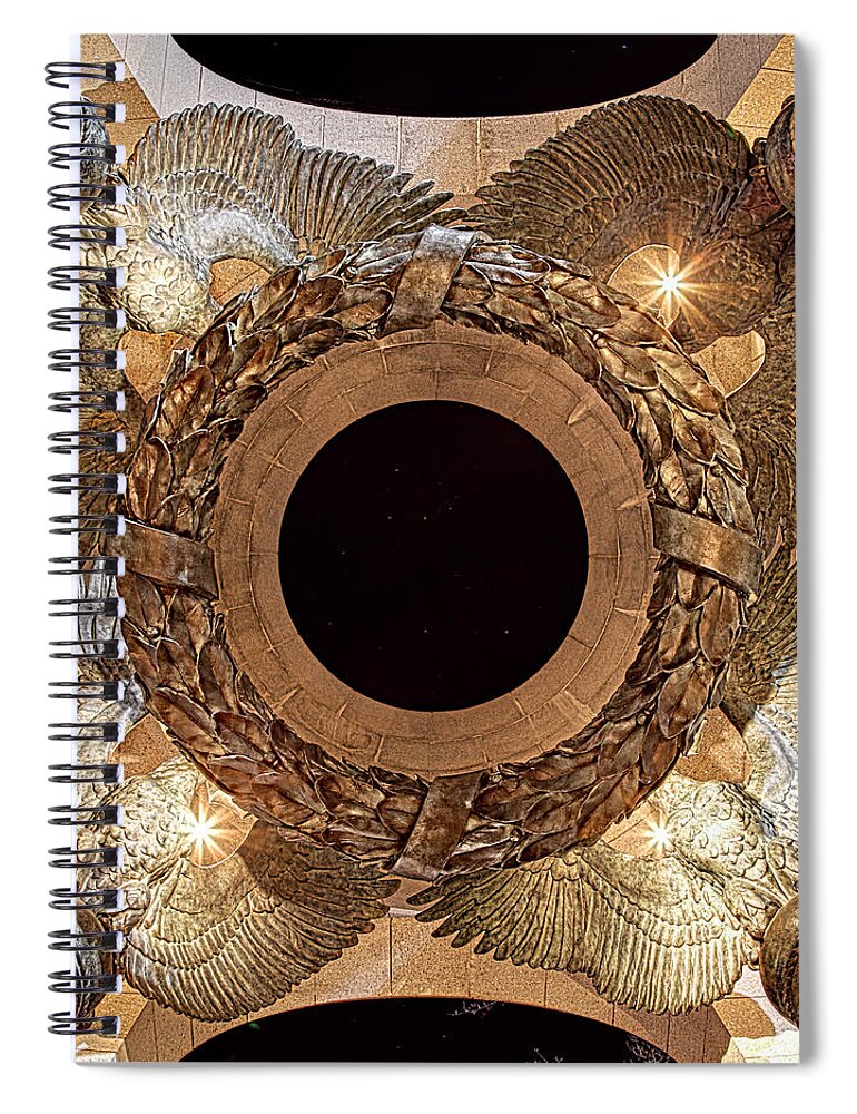 Metro Spiral Notebook featuring the photograph WW II Memorial Victory Wreath by Metro DC Photography