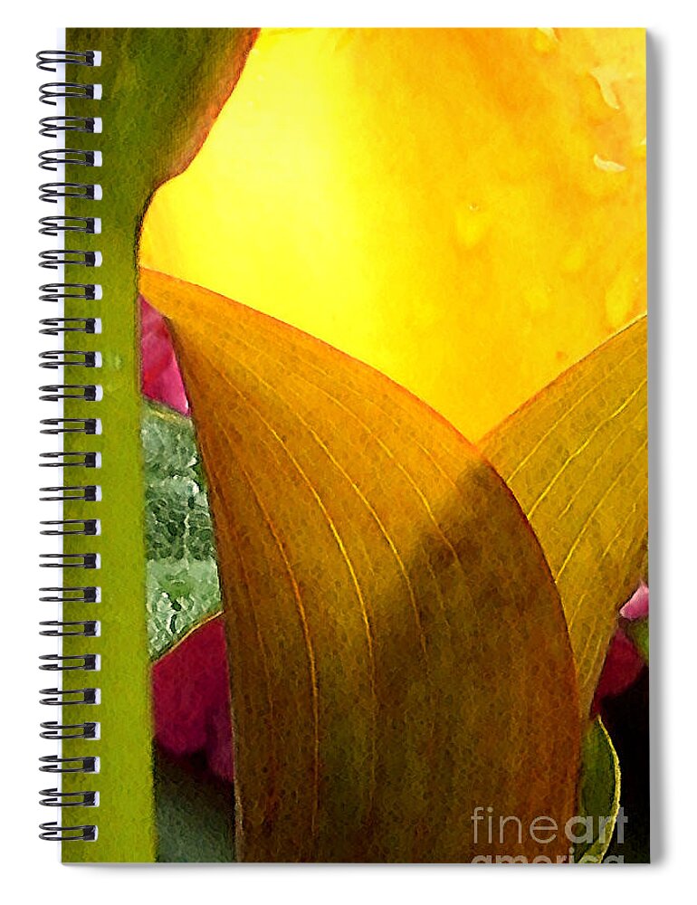 Abstract Spiral Notebook featuring the digital art Yellow Abstract by Pravine Chester