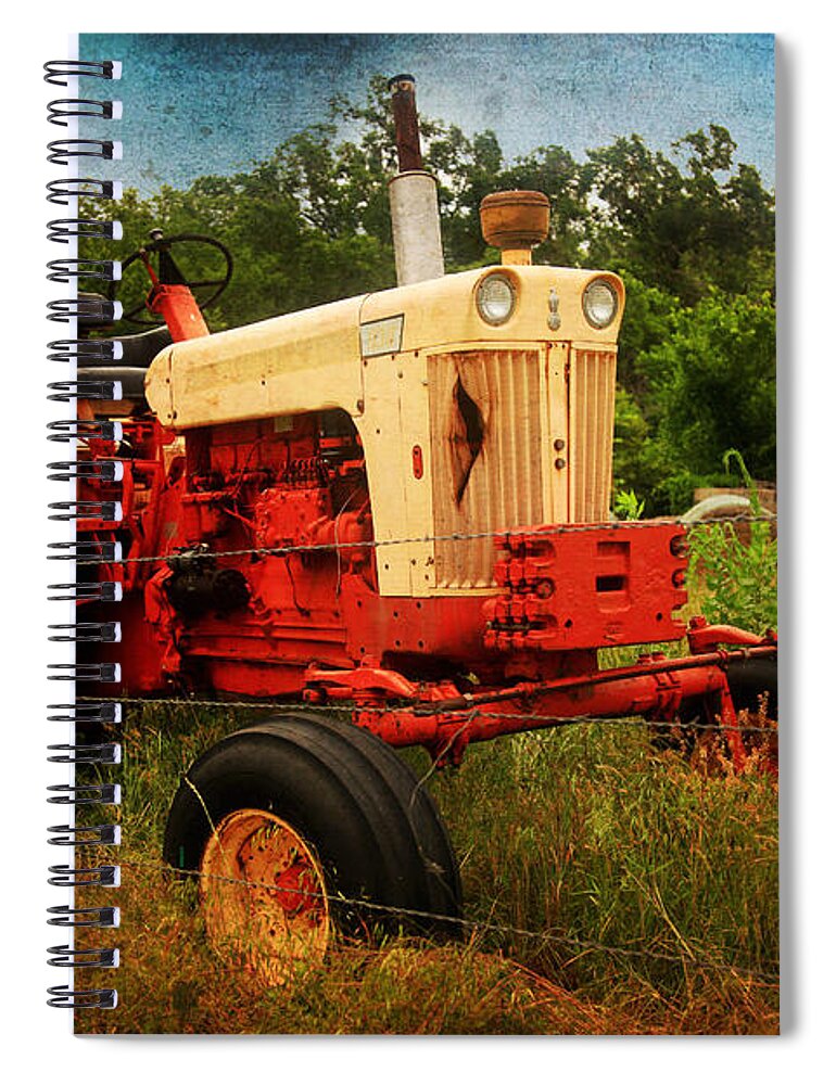 Tractor Spiral Notebook featuring the photograph Yellow and Orange Tractor by Toni Hopper