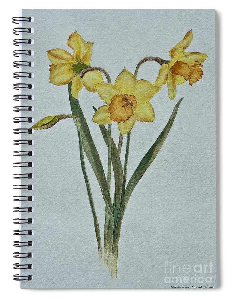 Watercolour Spiral Notebook featuring the painting Yellow Heads by Barbara McMahon