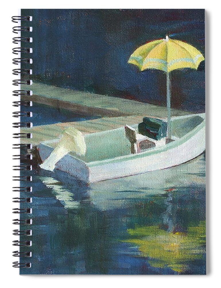Outdoors Spiral Notebook featuring the painting Yellow Umbrella by Claire Gagnon