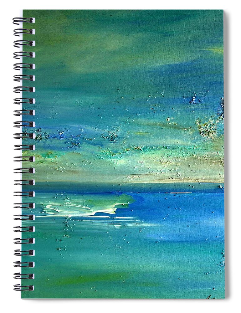 Fine Art Seascape Spiral Notebook featuring the painting Pearls of Tranquility Seascape 1 by Dolores Deal