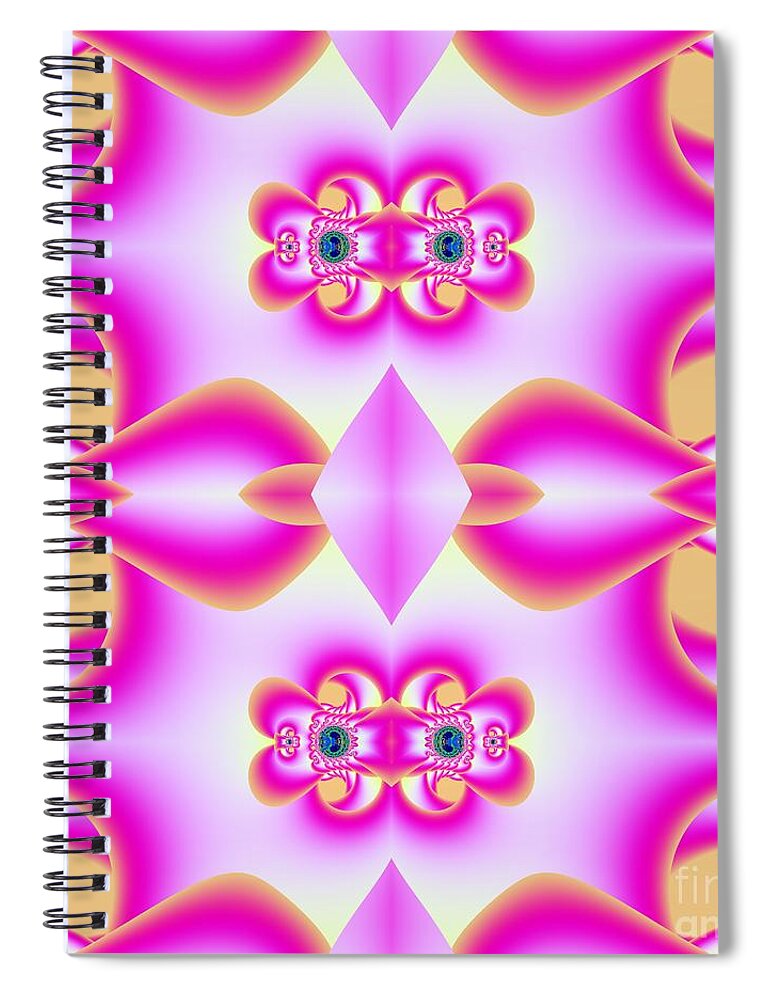  Pink Jeweled Heart Buckles Fractal Spiral Notebook featuring the digital art Pink Jeweled Heart Buckles Fractal by Rose Santuci-Sofranko