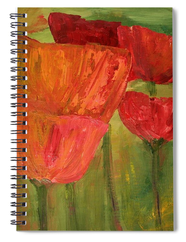 Flowers Spiral Notebook featuring the painting Poppies 2 by Julie Lueders 