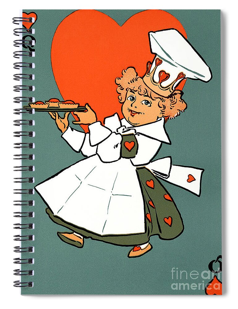  Queen Of Hearts Spiral Notebook featuring the digital art Queen of Hearts illustration 1901 by Heidi De Leeuw