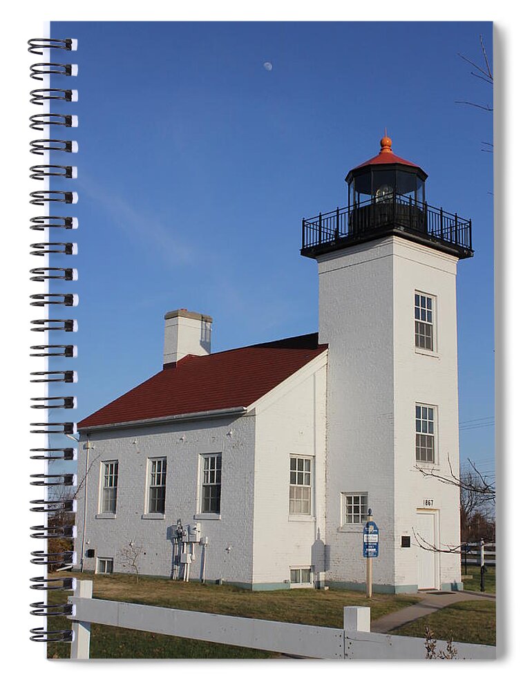 Lighthouse Spiral Notebook featuring the photograph Sand Point Lighthouse Escanaba by Charles and Melisa Morrison