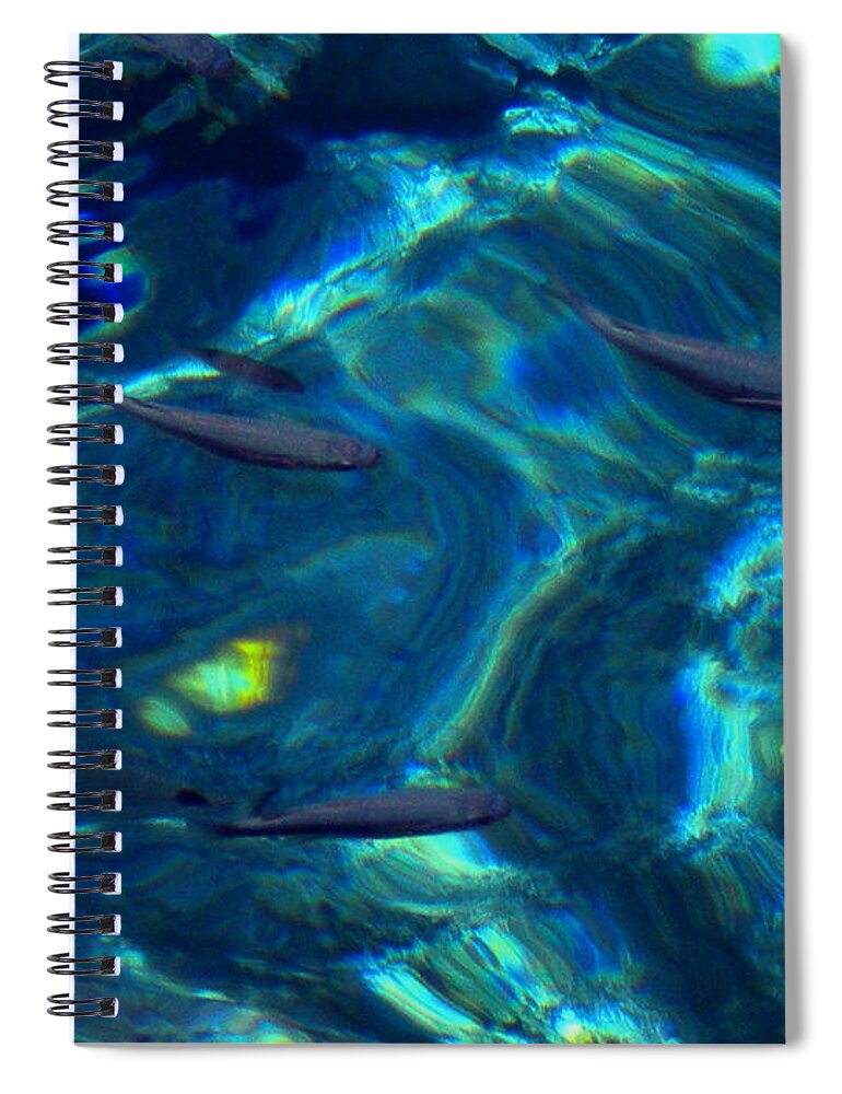 Coletteguggenheim Spiral Notebook featuring the photograph Santorini Ocean water reflections Greece by Colette V Hera Guggenheim