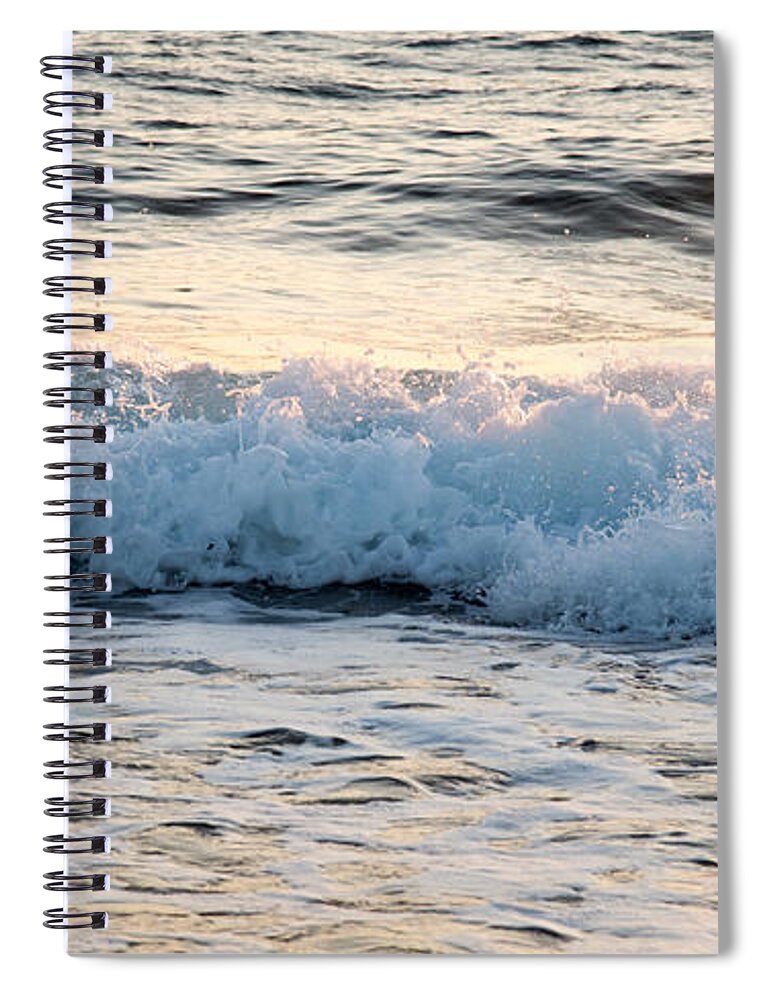 Coast Spiral Notebook featuring the photograph Sea waves late in the evening by Michalakis Ppalis