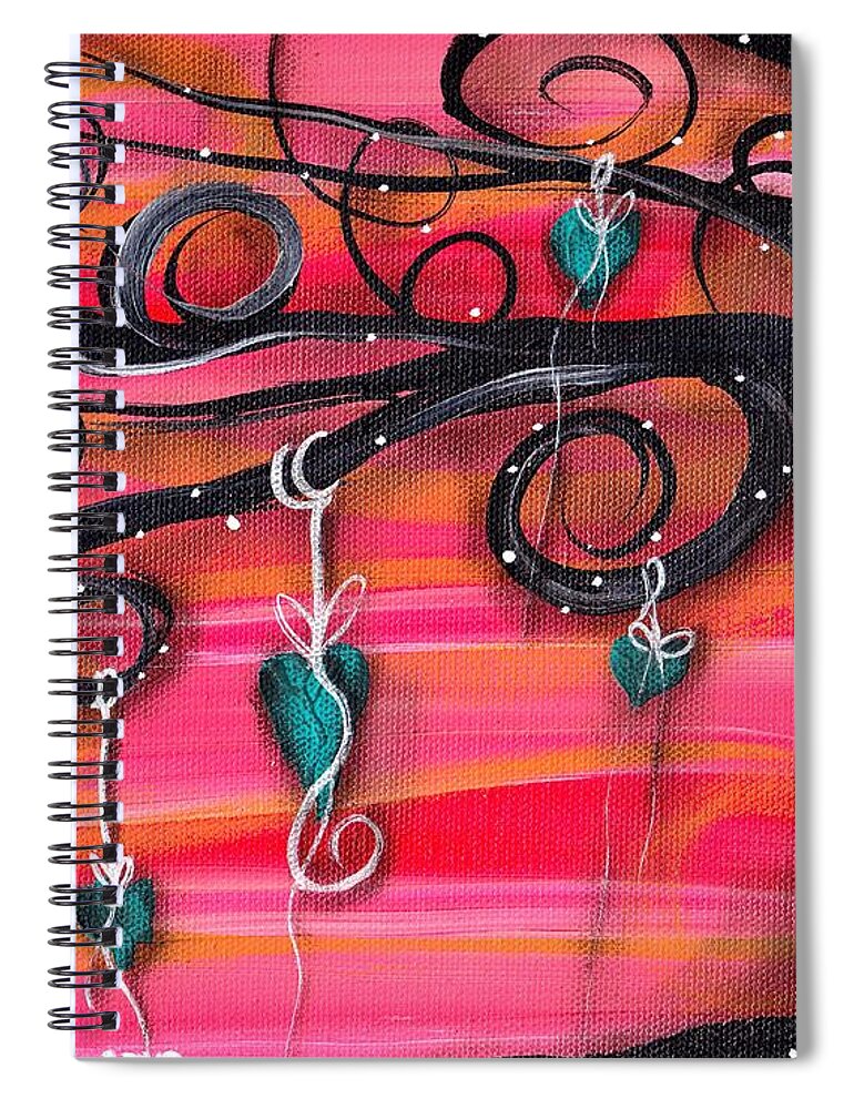 Whimsical Tree Spiral Notebook featuring the painting  Tree made of Love by Abril Andrade