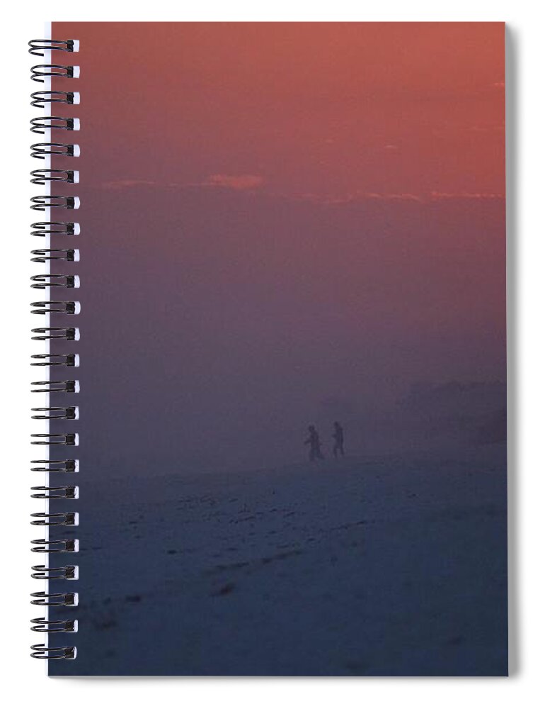 20120229 Cloudy Spiral Notebook featuring the photograph 0229 Red Orange Sunset Ball Behind Navarre Beach Condo by Jeff at JSJ Photography