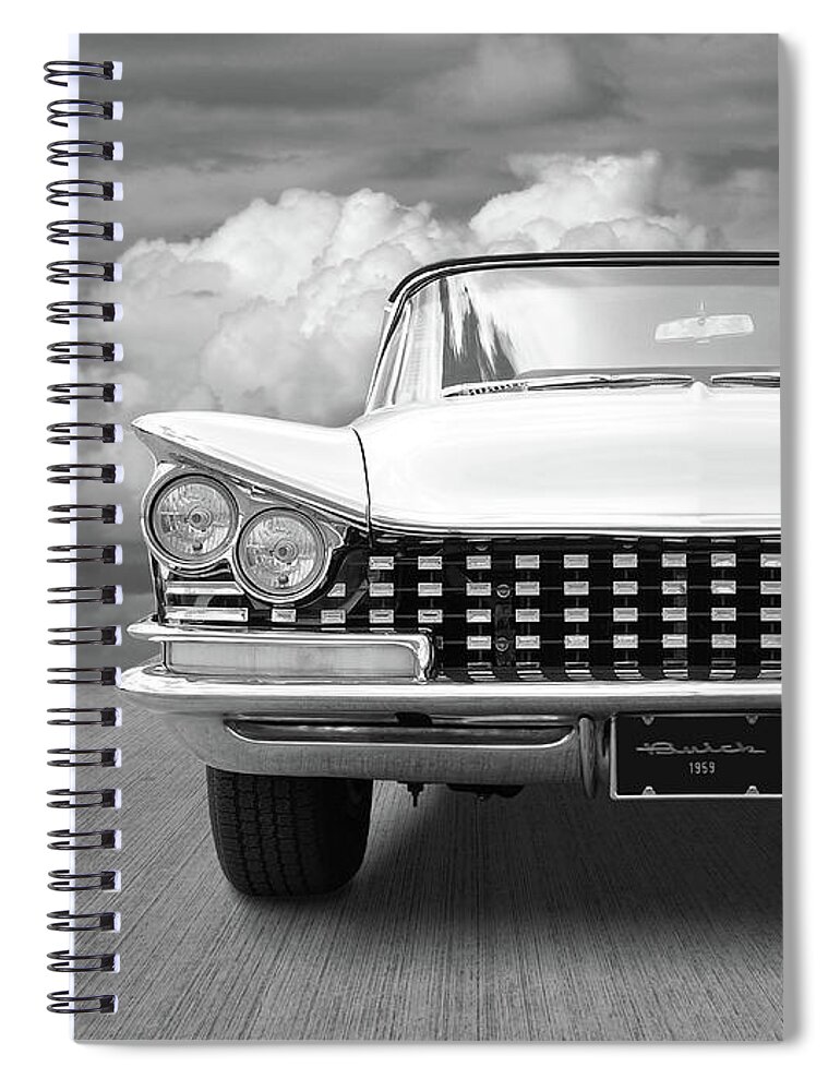 Buick Spiral Notebook featuring the photograph 1959 Buick Grille and Headlights by Gill Billington