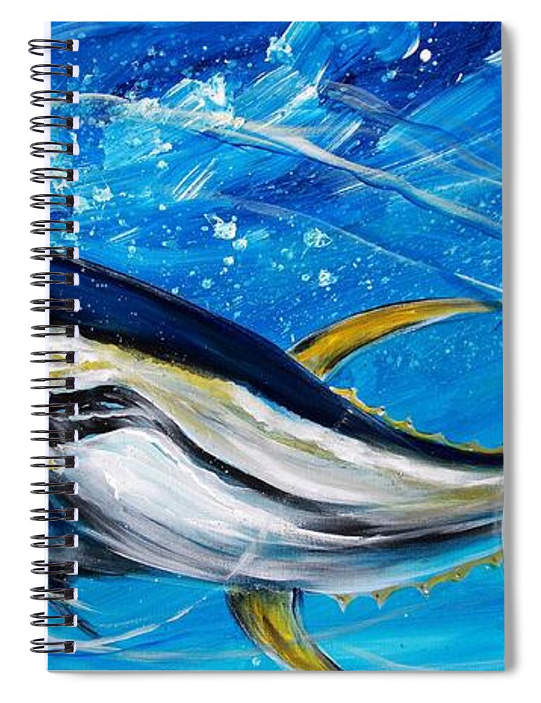 Tuna Spiral Notebook featuring the painting Abstract Yellow Fin Tuna #1 by J Vincent Scarpace