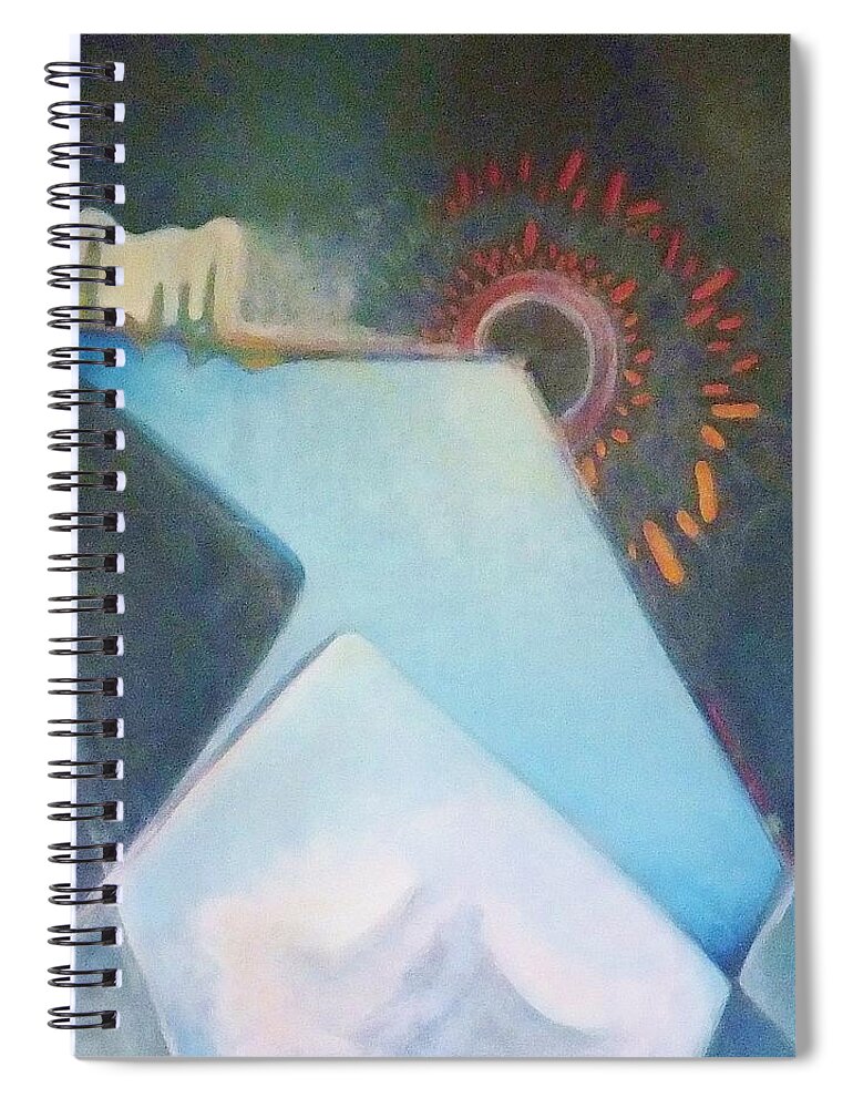 Abstract Spiral Notebook featuring the painting Act Of Creation by Denise F Fulmer