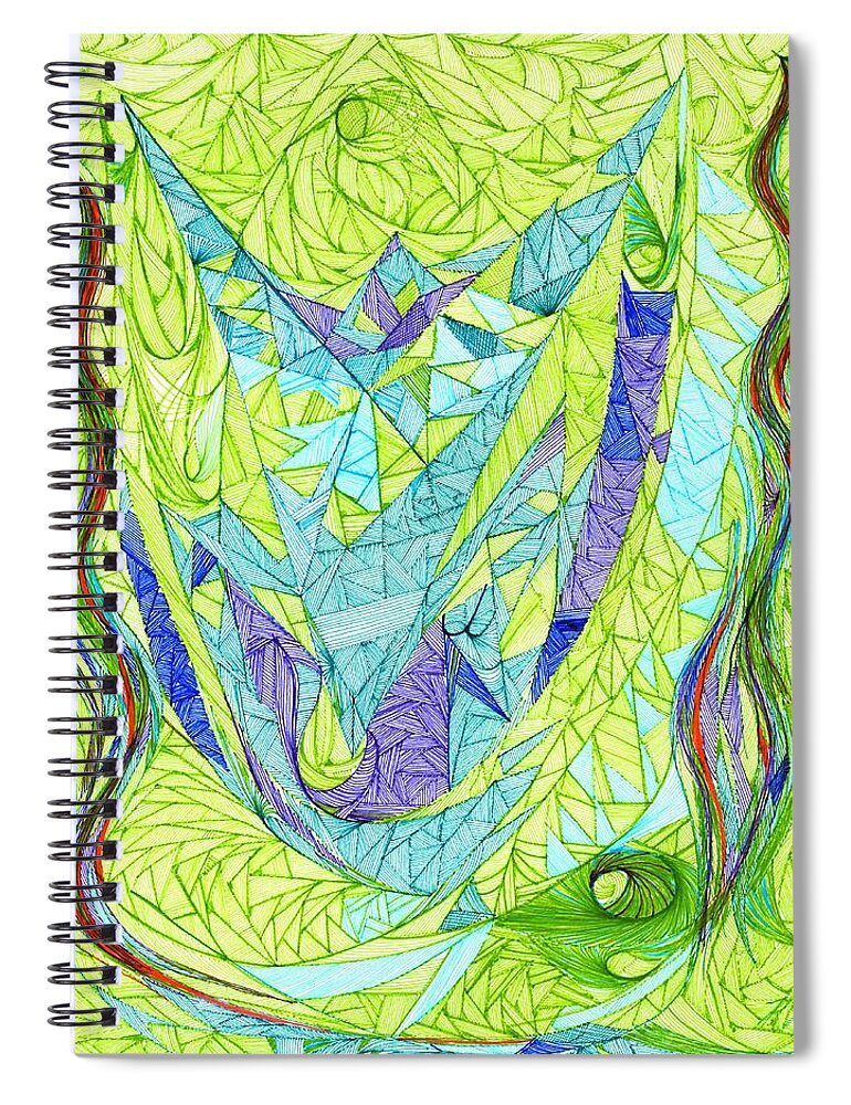 Abstract Spiral Notebook featuring the drawing Aigikampos #1 by Robert Nickologianis