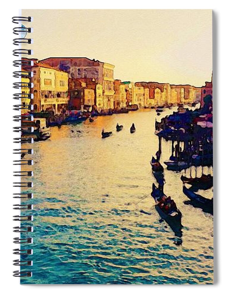 Nature Spiral Notebook featuring the painting Alba A Venezia #1 by Celestial Images