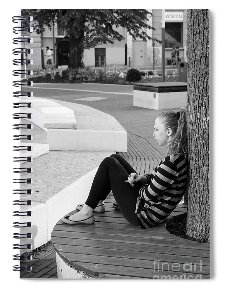 Blonde Spiral Notebook featuring the photograph Alone #1 by Jivko Nakev
