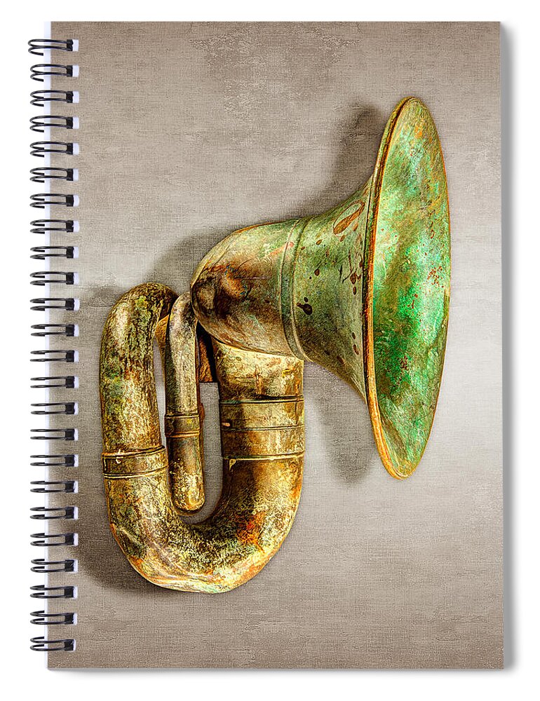 Antique Spiral Notebook featuring the photograph Antique Brass Car Horn #1 by YoPedro