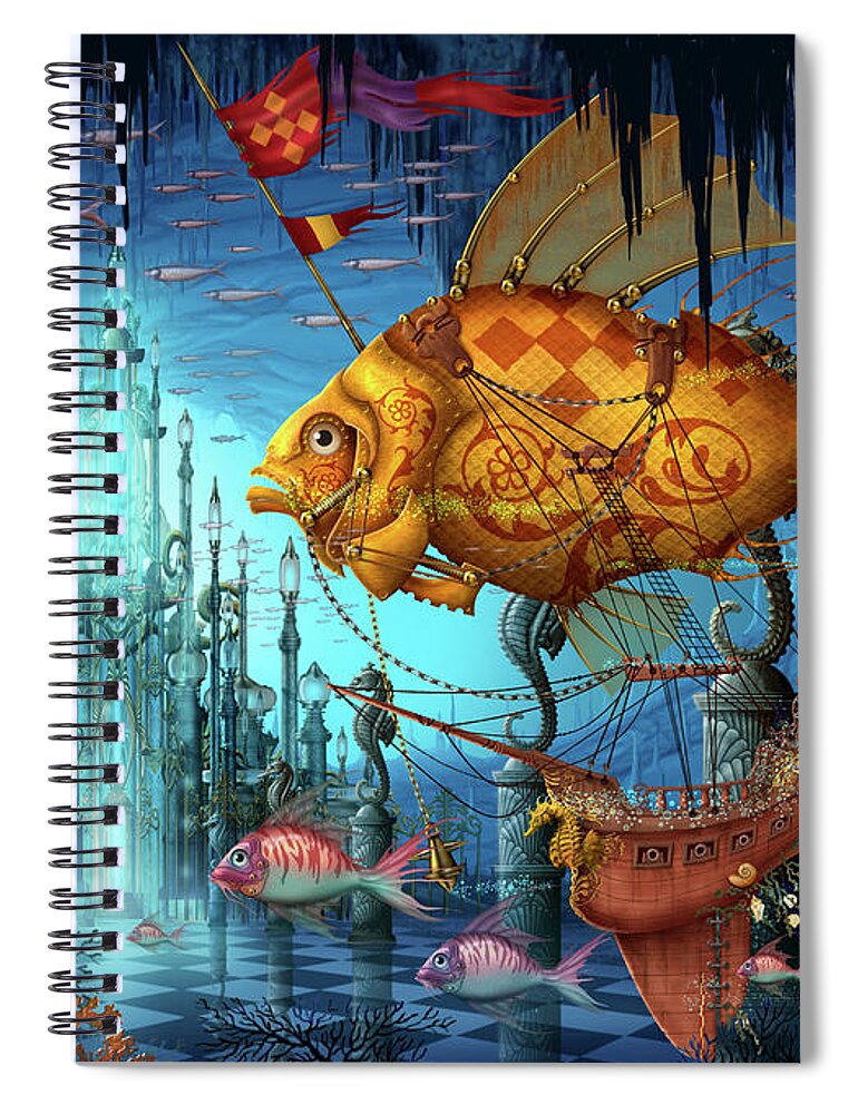 Underwater Spiral Notebook featuring the digital art Armada #2 by Ciro Marchetti