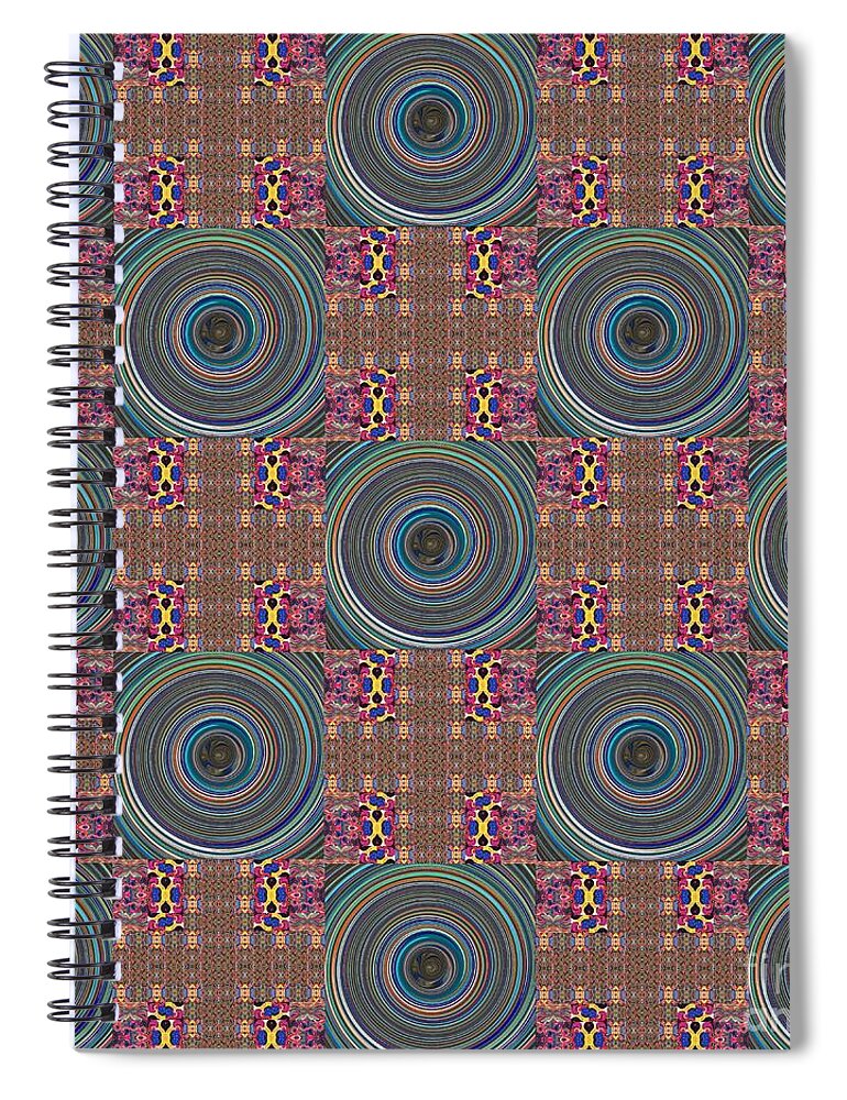 Abstract Spiral Notebook featuring the mixed media Around and Around #1 by Helena Tiainen