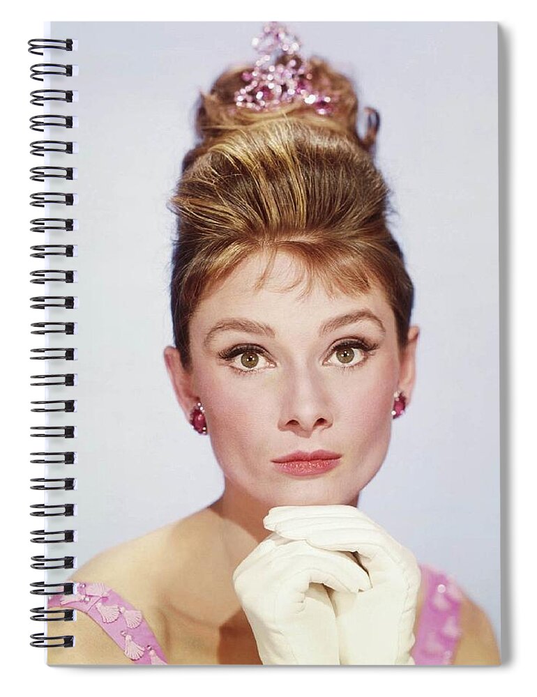 #audreyhapburn #audreyhapburart #audreyhapburncanvas #audreyhapburfashion #diva #audreyhapburnacessories Spiral Notebook featuring the photograph Audrey Hepburn #1 by Tania Oliver