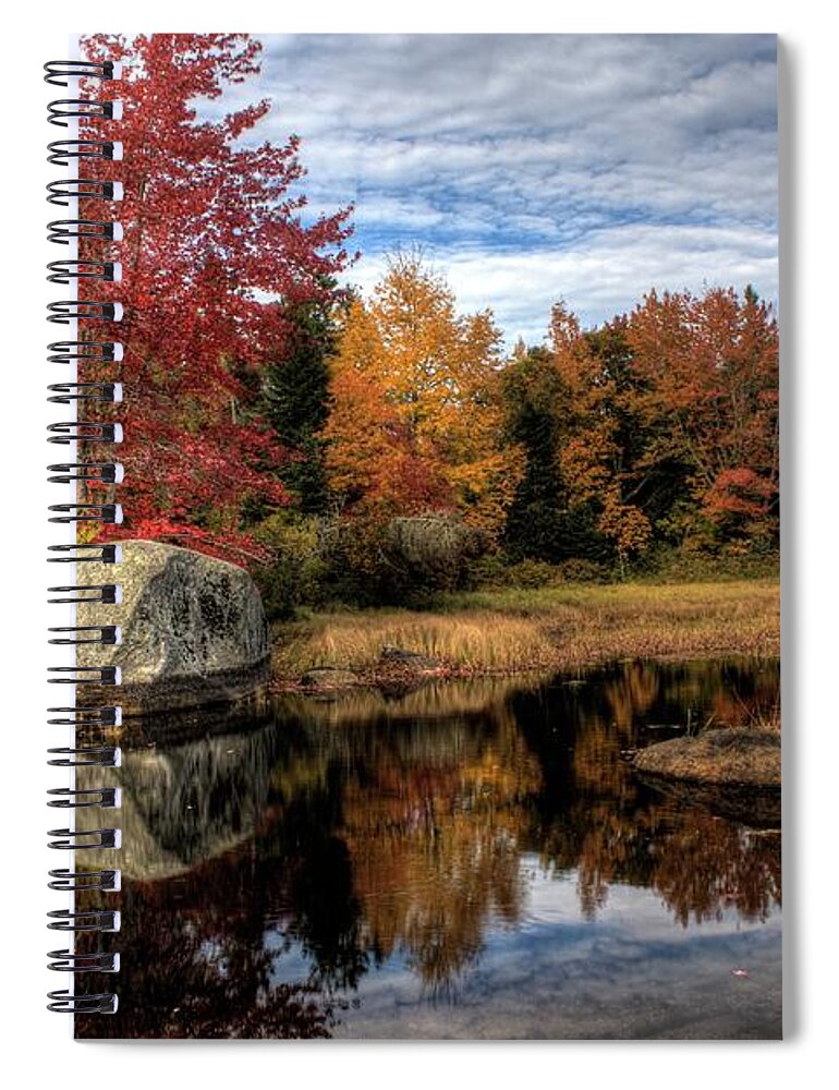 Hdr Spiral Notebook featuring the photograph Autumn In Maine #2 by Greg DeBeck