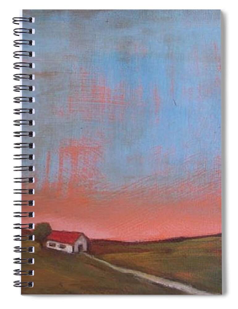 Barn Spiral Notebook featuring the painting Barn at Dusk #1 by Vesna Antic