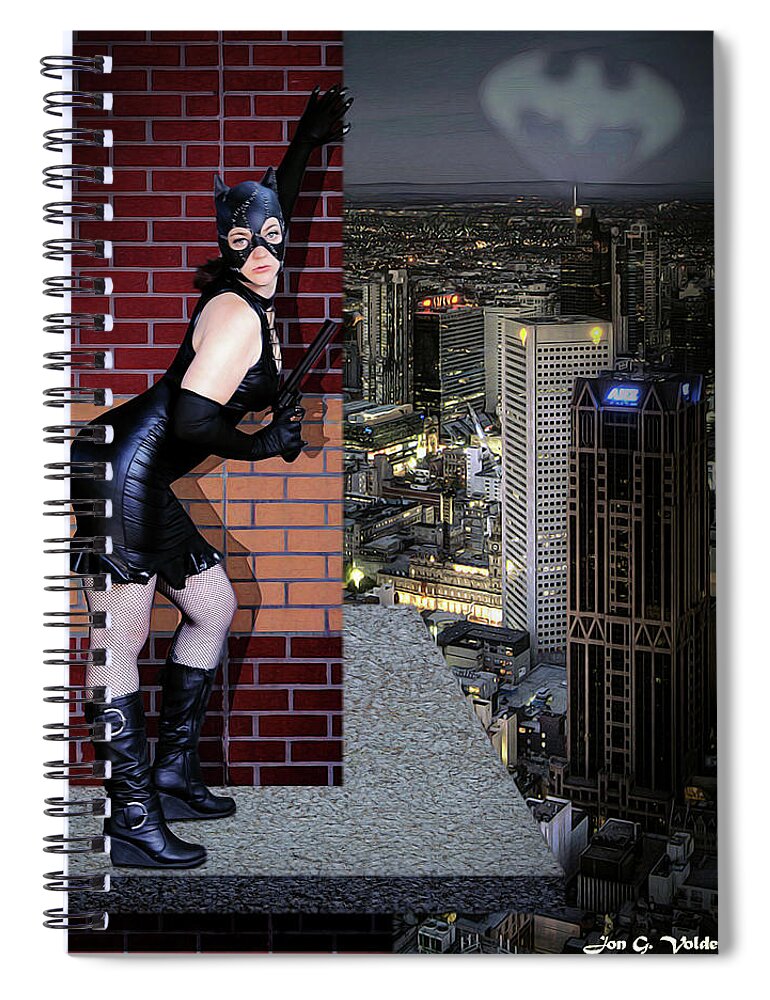 Cat Woman Spiral Notebook featuring the photograph Bat Signal #1 by Jon Volden